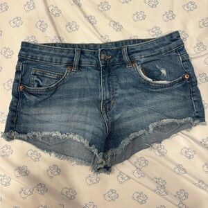 H&M Blue Frayed Jean Shorts